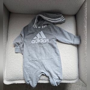 Adidas Gray Baby Hooded Onesie